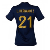 Frankrike Lucas Hernandez #21 Hjemmedrakt Dame VM 2022 Kortermet